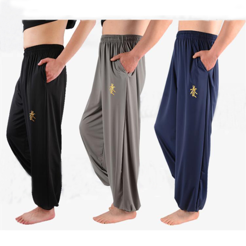 Pantaloni kung fu personalizzati usura ala resistente chun tai chiking arti marziali addestramento pantaloni lanterna uomini sciolti