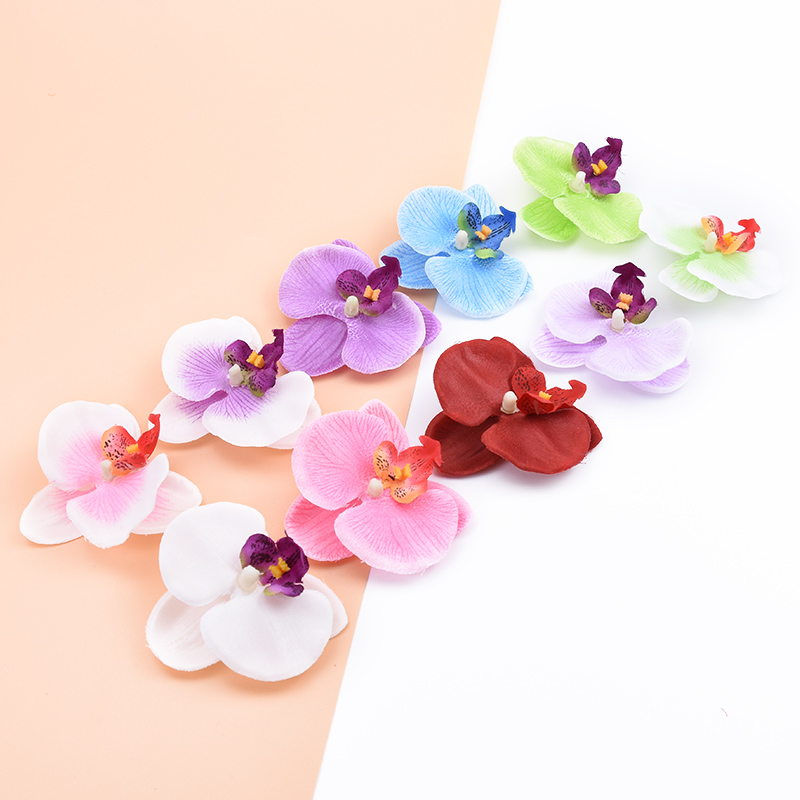 6 cm kunstmatige planten bloem muur huis decor diy handgemaakte plakboeking decoratieve bloemen kransen zijden vlinder orchidee
