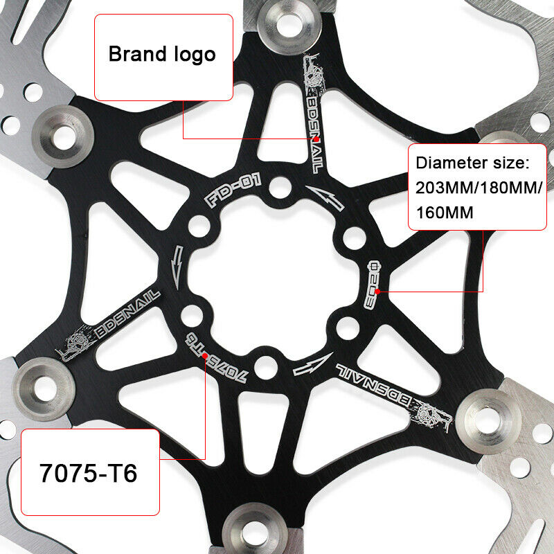 Carne 160/180/203mm de bicicleta de bicicleta flutuante rotor de rota de freio de rota de bicicleta melhor acessórios de freio de bicicleta