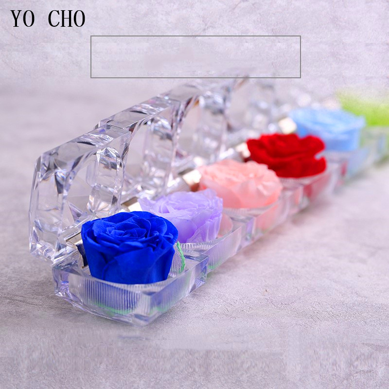 Yo Cho Immortal Préservé Rose Fleur Real Rose Fleurs fraîches DÉCORATIONS CRISTAL BOX MARIAD