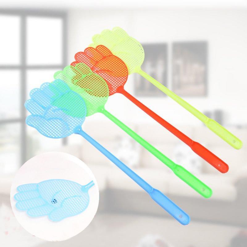 Random Color Fly Swatter Cute Palm Pattern Plastic Fly Swatter Lightweight Household Flapper Mosquito Bug Pest Control Tool