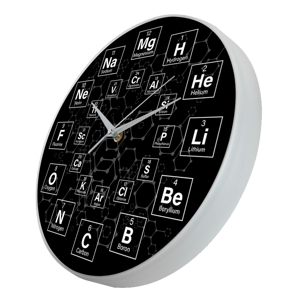 Tableau périodique des éléments Symboles chimiques Clock Corloge scientifique Science Art décor de classe Classroom Watch Chemistry Teacher Gift