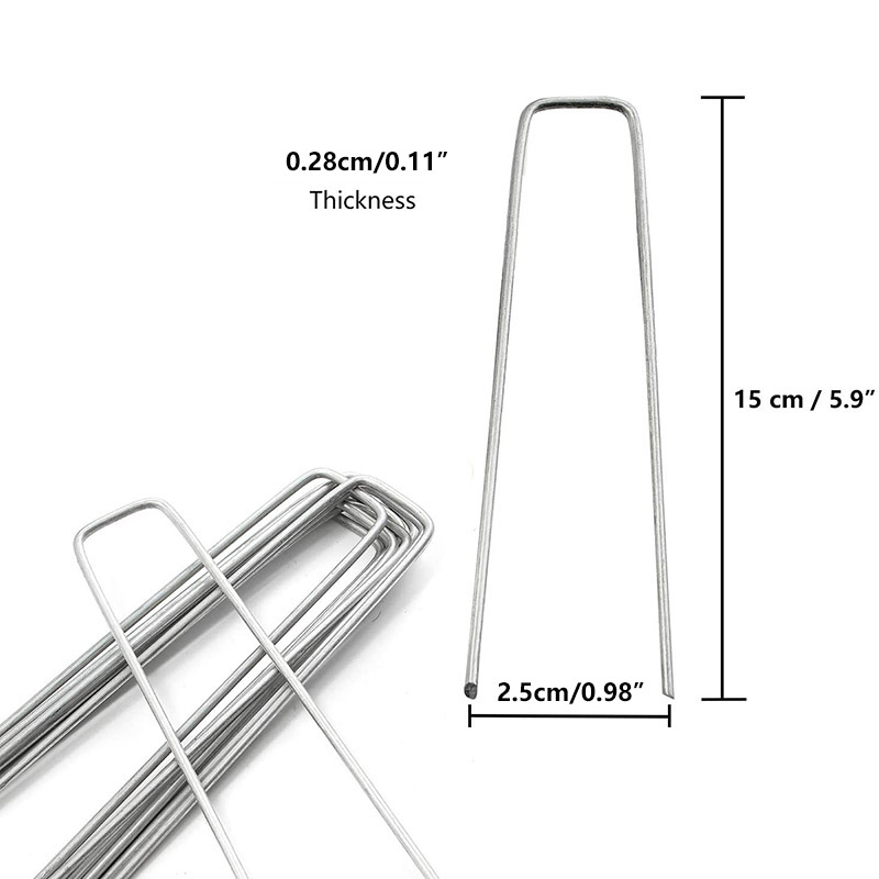 100 stcs u-vorm metalen tuinstakingen Staple Galvaniserende pennen voor het beveiligen van onkruidlandschapsstoffen met tuinen accessoires