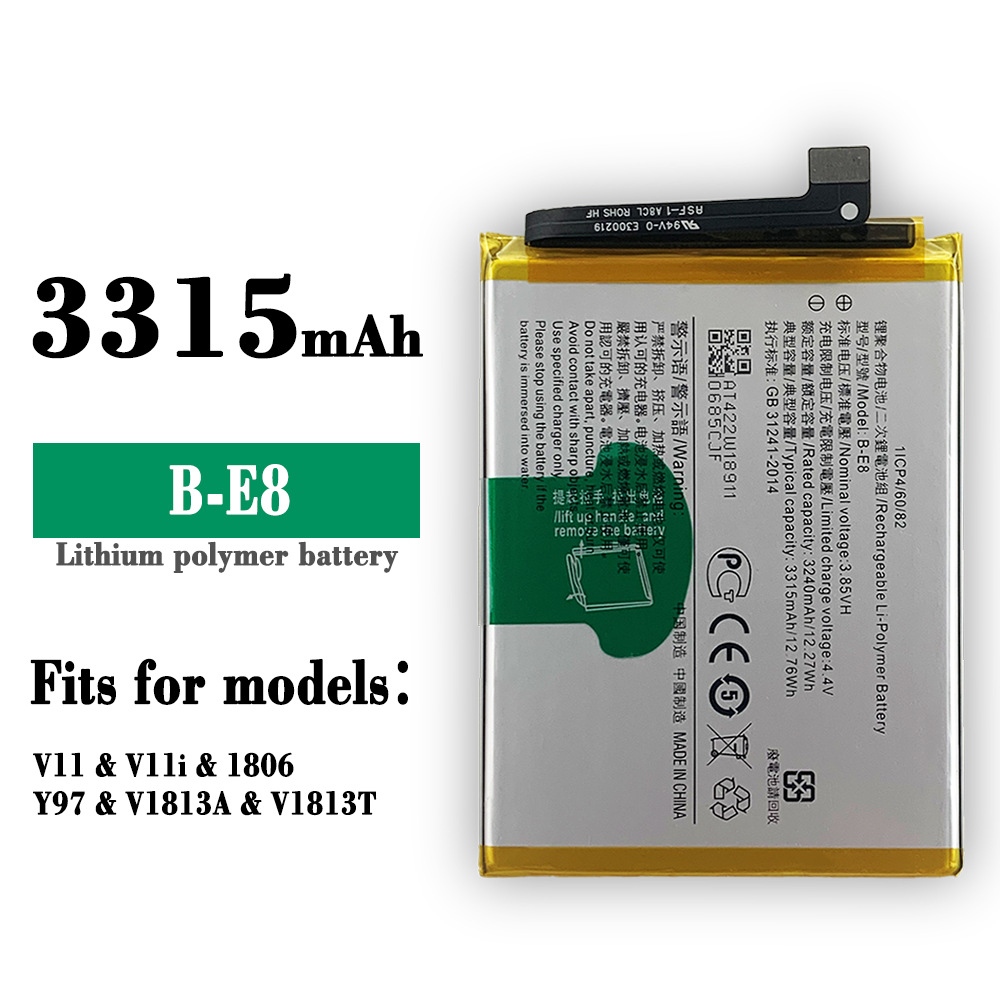 بطارية بديلة B-E8 لـ Vivo V11i V11i Y97 1806 V1813T V1813A 3315MAH Lithium LITER BATERIA BATERIA