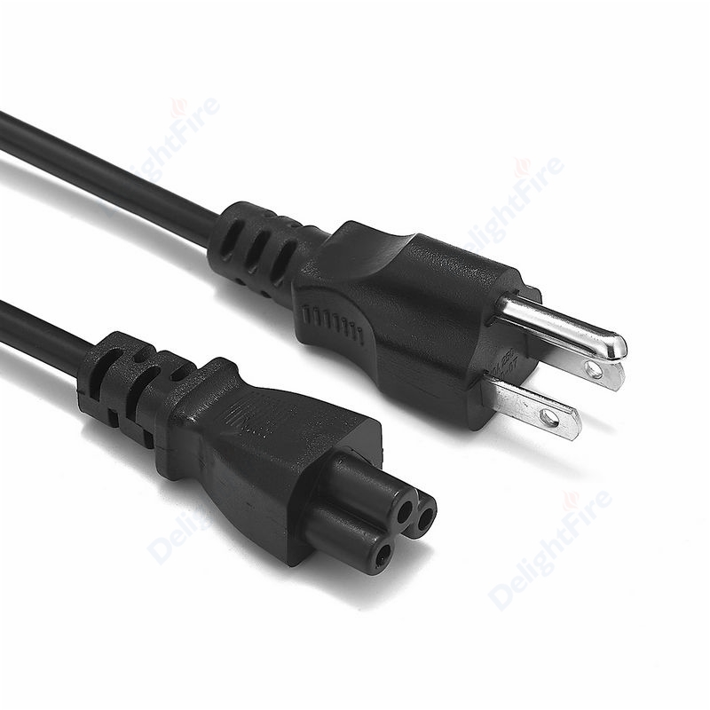 US Plug Power Cable 3 Pin Prong C5 Cloverleaf American USA Power Cable Cord 1.2m 4ft för AC Adapters Laptop Notebook