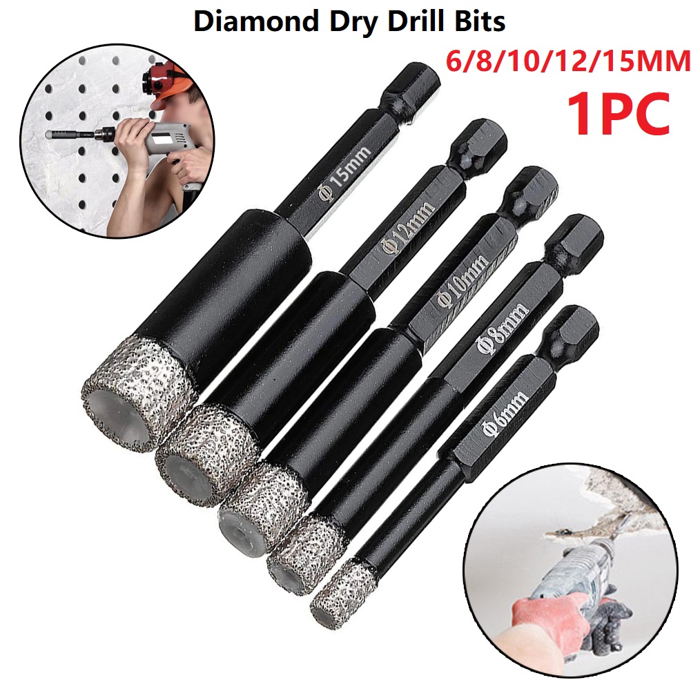 6-15 mm VACUM BRASED Diamond Dry Dry Drill Bit Porcelain Granite Tile Marble piastrelle di cemento in muratura/vetro in ceramica