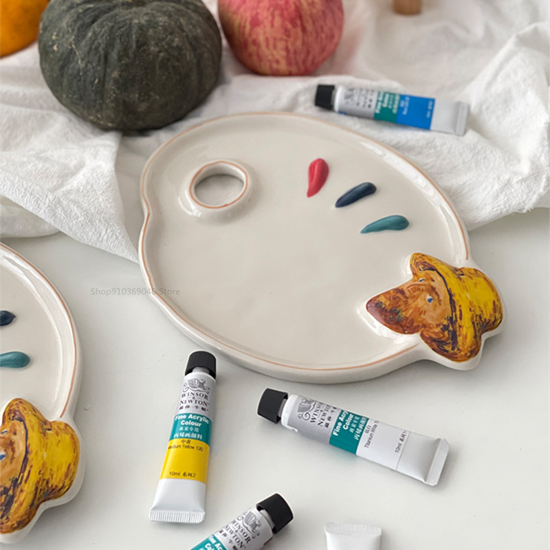 New Ceramic Palette Watercolor Gouache Special Palette Easy To Clean Porcelain Plate Paint Plate Painting Art Supplies