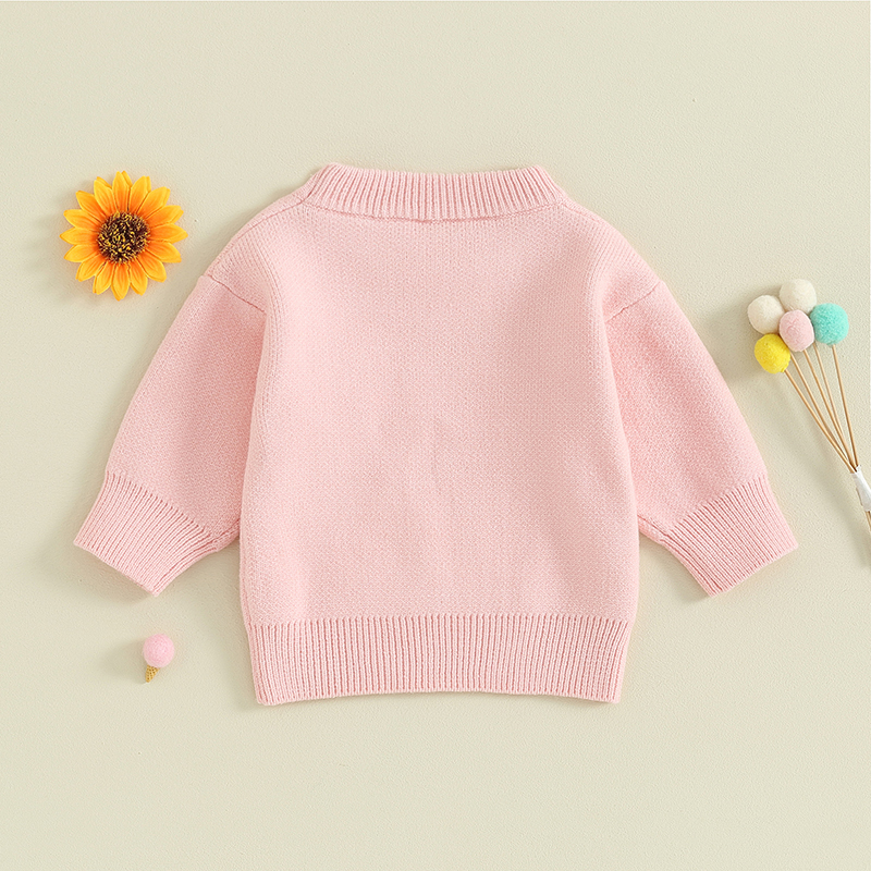 Baby Girl Cable Knit Sweater Toddler Kid Jumpers Long Sleeve Pullovers Floral Embroidery Oversized Tops Clothes