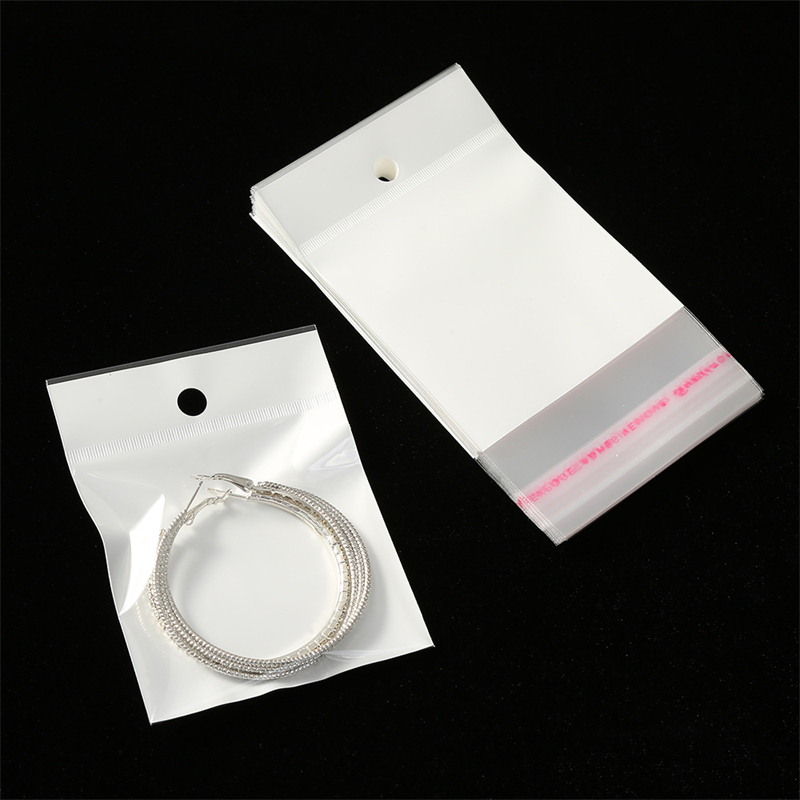 TETP 100 st One Face Clear Bag With Hang Hole Opp Plastic Self Adhesive Bag Hairpin Accessorie Jewely Display Packaging Storage