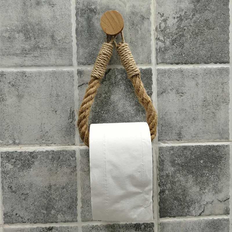 Toilet Paper Holders Round Hook Vintage Towel Hanging Rope Toilet Paper Holder Home Hotel Bathroom Decoration Supplies 240410