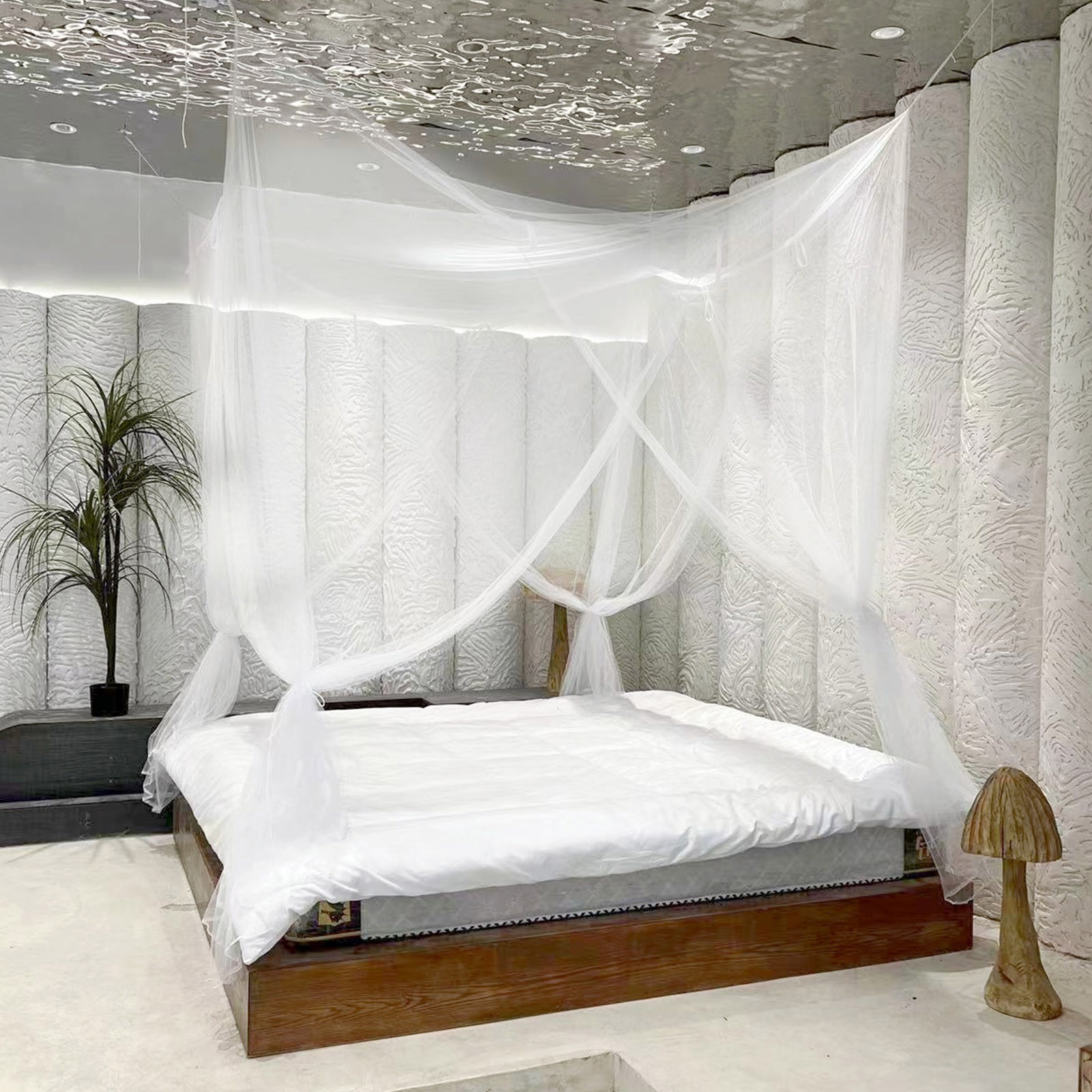 Large Mosquito Net Palace Four Door Net Curtain For Queen/King Bed And Cribs White Elastic Home Prevent Insect Square Canopy Net