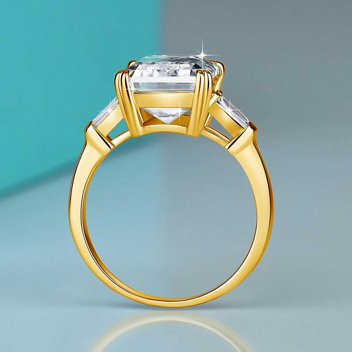 Band Rings Certified 10CT Jade Cut Mosonite Ring Big Diamond Wedding Jewely Womens Waterproof Engagement Bride Gift Nyinmatad J240410