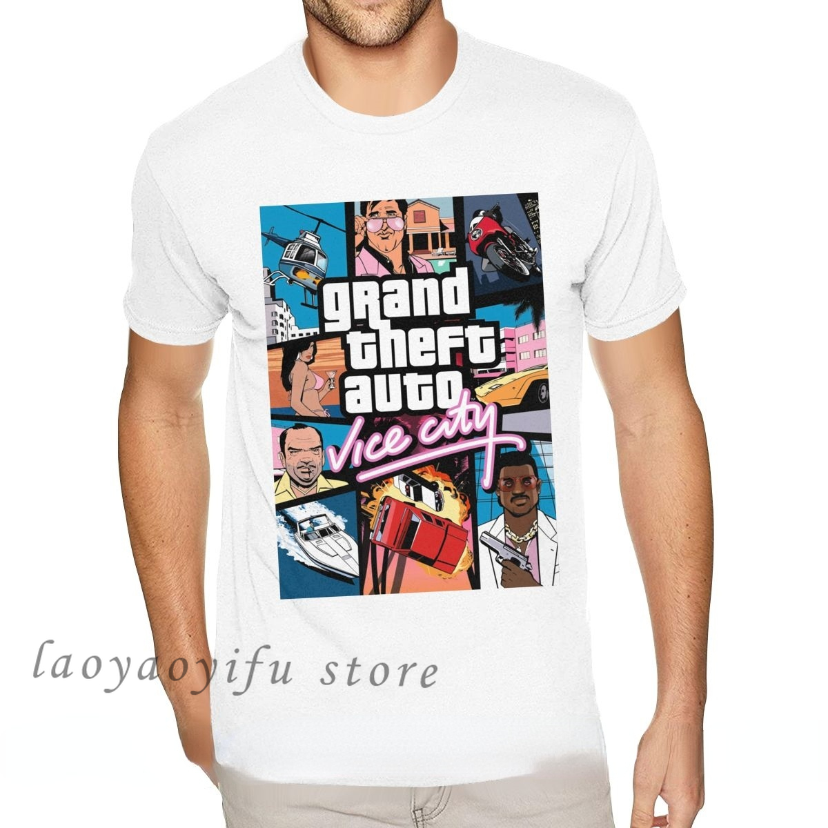 Game Grand Theft Auto Vice City T Shirt GTA Graphic Tshirts Shirt Mens Graphic Graphic Eversive Tirt Ropa Hombre Camisetas