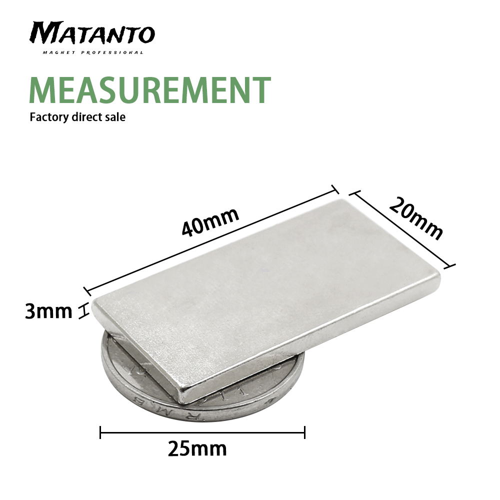 2/5/10/15/20st 40x20x3mm Block Sökmagnet 40*20*3 Kvadrat Stark neodymmagnet Neodymmagnet N35 IMANER