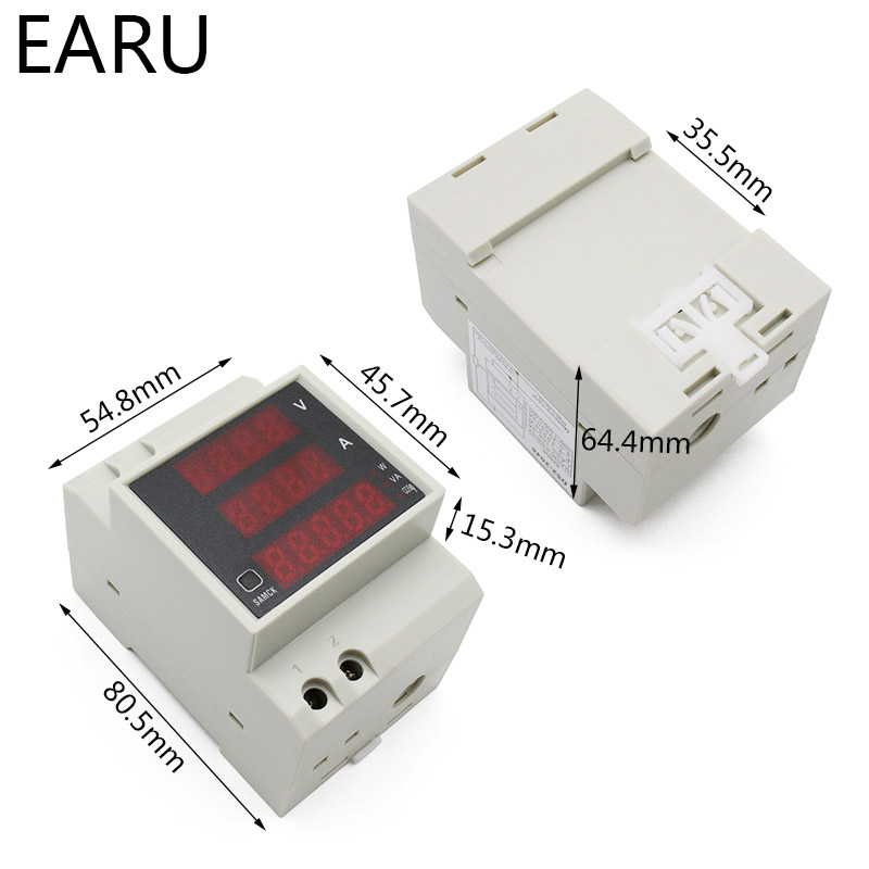 Digitale energiemeter DIN RAIL LED Actieve vermogensfactor Multifunctionele vermogensmeter Voltmeter Ammeter Voltage Ampere Tester DIY