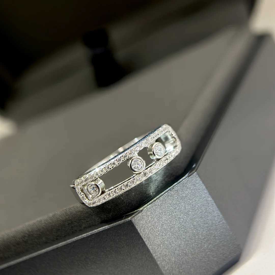 Кольца группы изысканные ювелирные изделия S925 Diamond Women Ring Кольцо Три бриллиантового рождественского подарка Messica Gift J240410