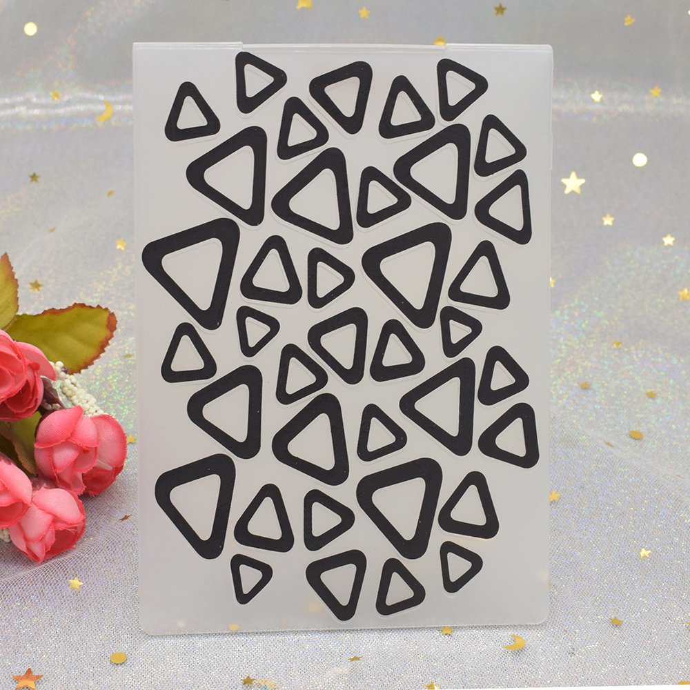Modèle de triangle géométrique dossiers de gaufrage 3D pour cartes de papier Scrapbooking Faire du gabarit en plastique en plastique pochoir