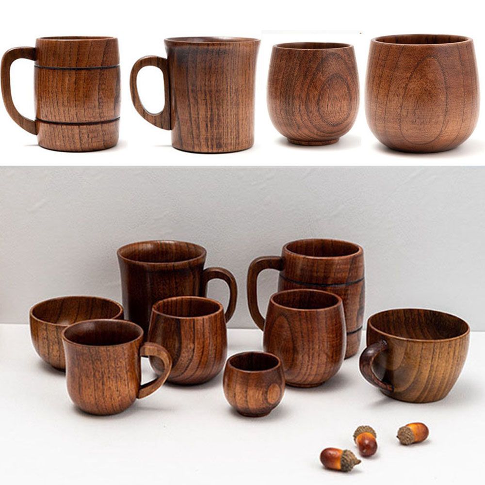 101-200 ml houten kopjes big buikbekers handgemaakte natuurlijke sparren houten bekers bier thee kopje koffie melk water beker keuken bar drinkware