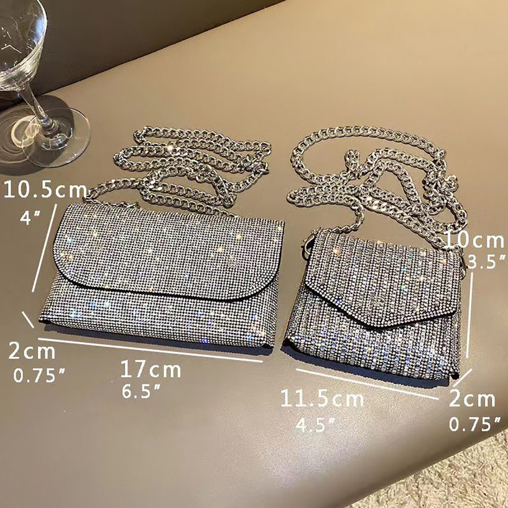 Mini Bling Rhinestone Shoulder Påsar för kvinnor 2023 Enkuvert Handväska Luxur Designer Diamond Evening Bag Koppling Purses Crossbody