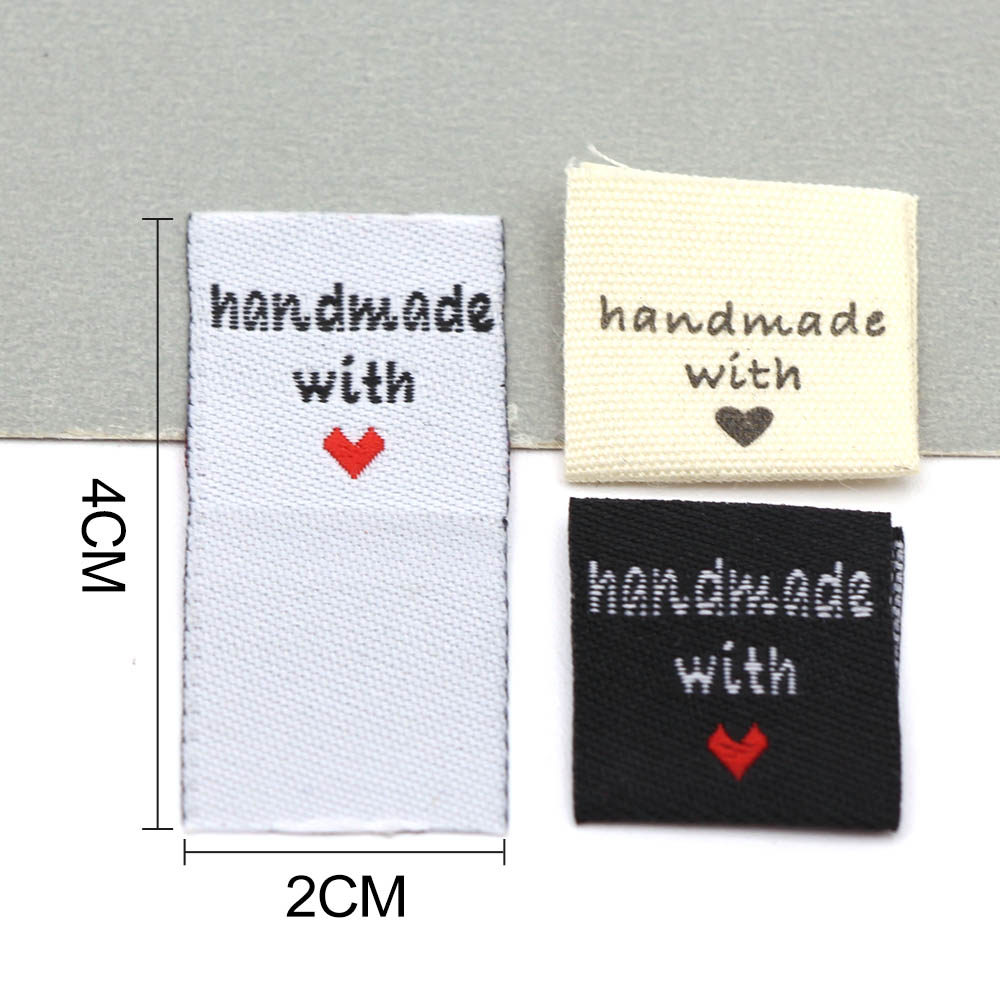 Zwart wit beige kleding tags handgemaakt met liefde labels voor hoeden