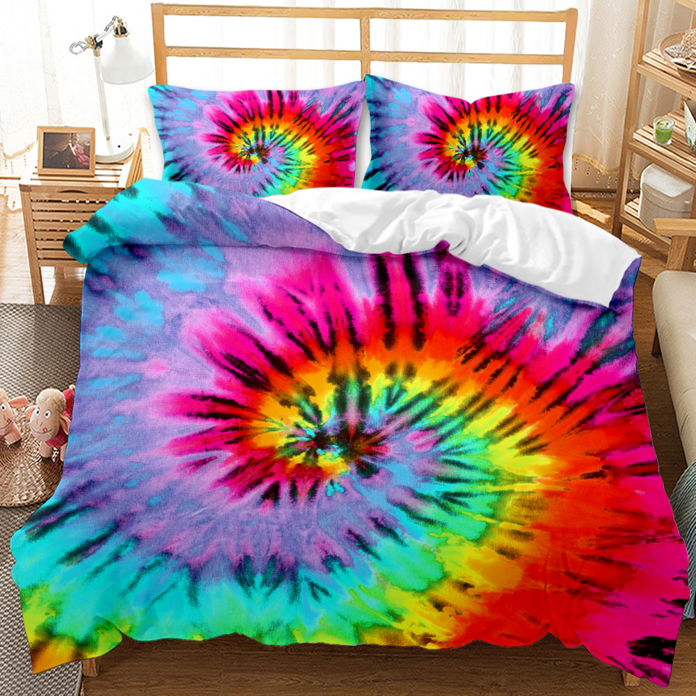 Colorful Girl Bedding Twin Boho Psychedelic Duvet Cover Boys Girls Bohemian Gypsy Bedding Set Abstract Art Polyester Quilt Cover