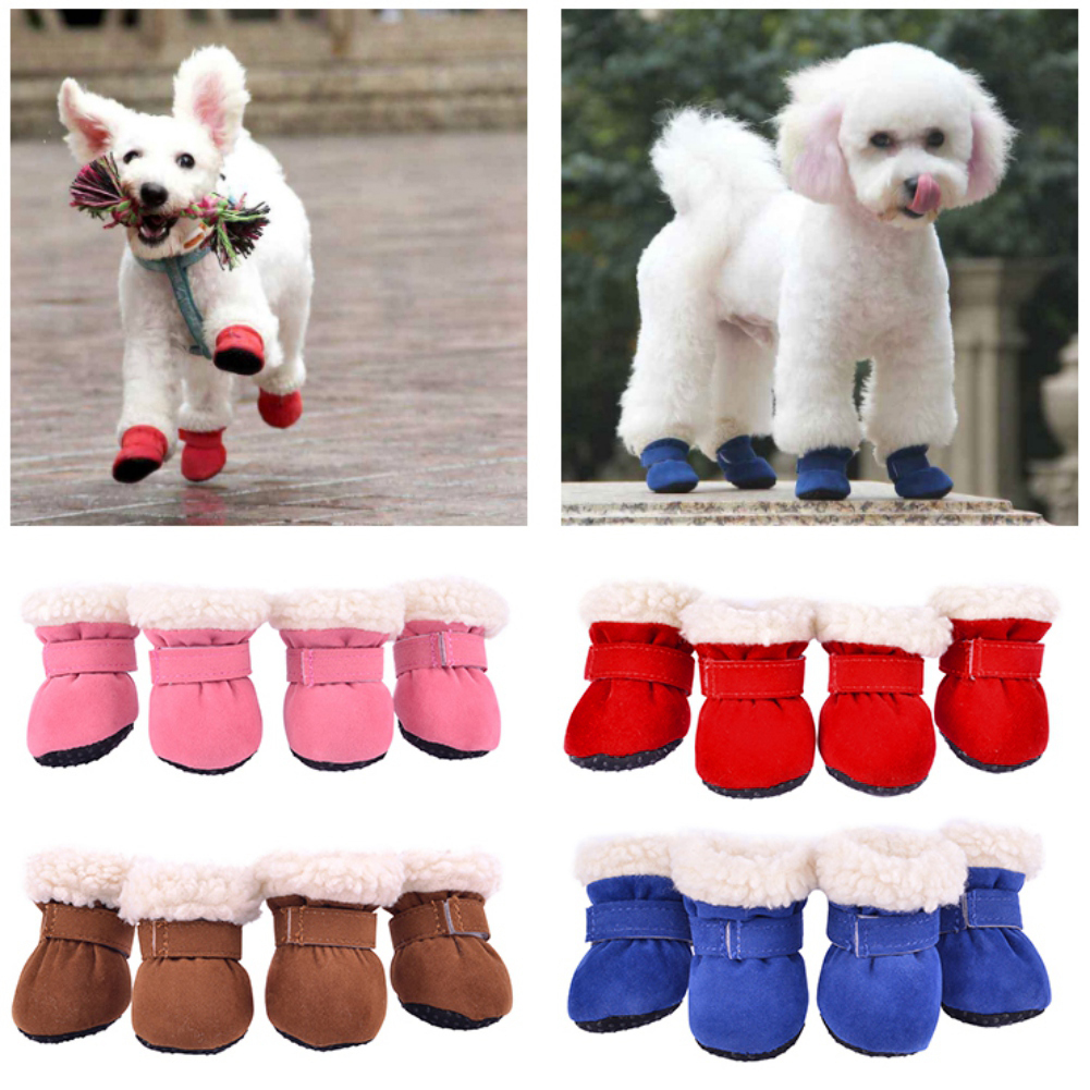 Zapatos de Invierno para perro、botas de nieve Imperenables Para Cachorro、Chihuahua、Osito、Yorkie、4 Unids