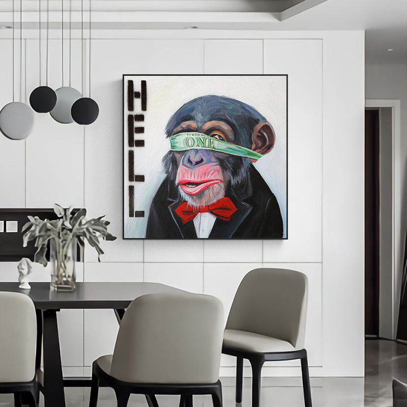 Funny Monkey Gentleman Gorilla Canvas Painting Animal Wall Art Picture Poster Print for Living Room Kids Nursery Home Decor