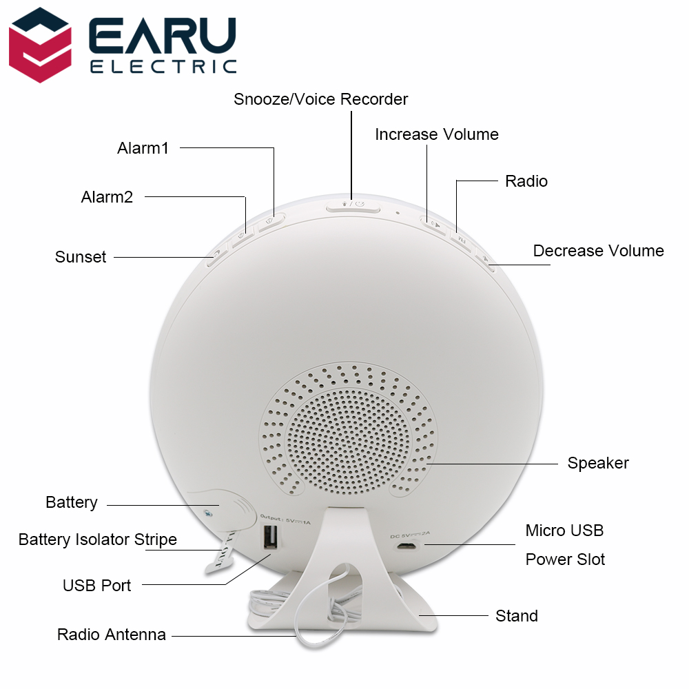 WiFi Smart Wake Up Light Alarm Clock with Sunrise Sunset Smart Life by Tuya ZigBee 3.0 Hub Works with Alexa Google Home