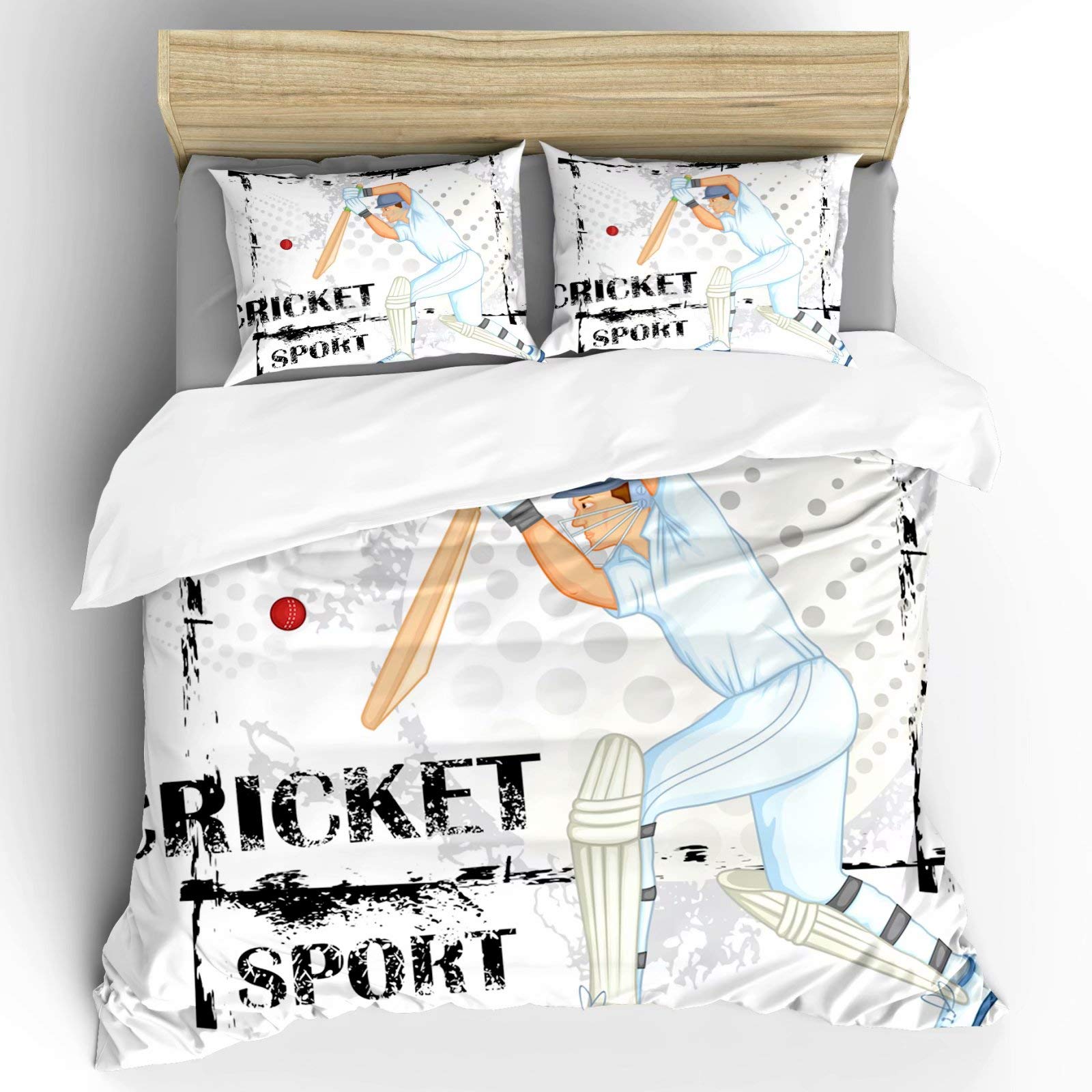 Cricket dekbedoverkapset Abstract sportpatroon Beddengoedset Microvezelspeler Speel Game of Cricket Double Queen Quilt Cover