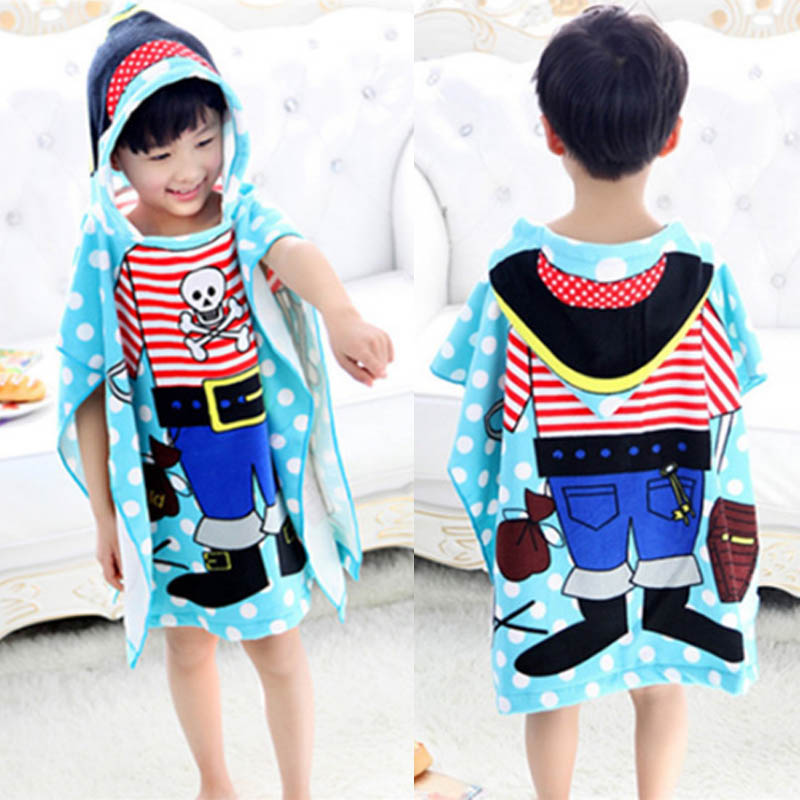 60x120cm Kids Bath Robe Swimming Accessories Microfiber Baby Hooded Poncho Beach Towel Beach Clothes Multifunction
