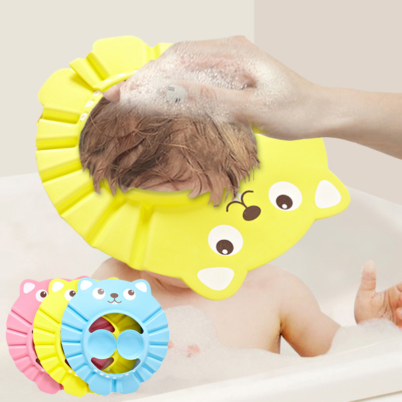 Chapeau de douche de bébé réglable mignon pour enfants pour enfants shampooing de baignade de baignade casque de douche lavage du bouclier de coiffure direc