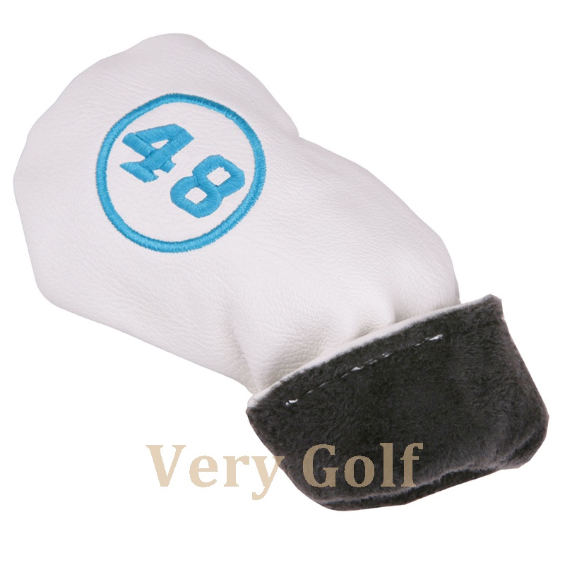 Soft White PU Cuir avec numéro de broderie de golf club de club de golf couvercle 48,52,54,56,58,60 degré pour l'option