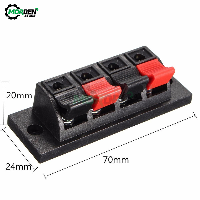 2 Way/ 4 Way Spring Push Release Connector Speaker Terminal Strip Block for Home Audio