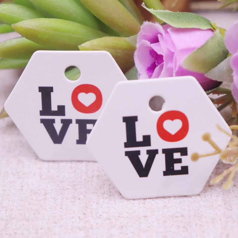 100 pezzi Valentie Tag Circle White Paper fatti a mano con amore tag il prodotto tag di prezzo personalizzato tag marchio le caramelle da regalo