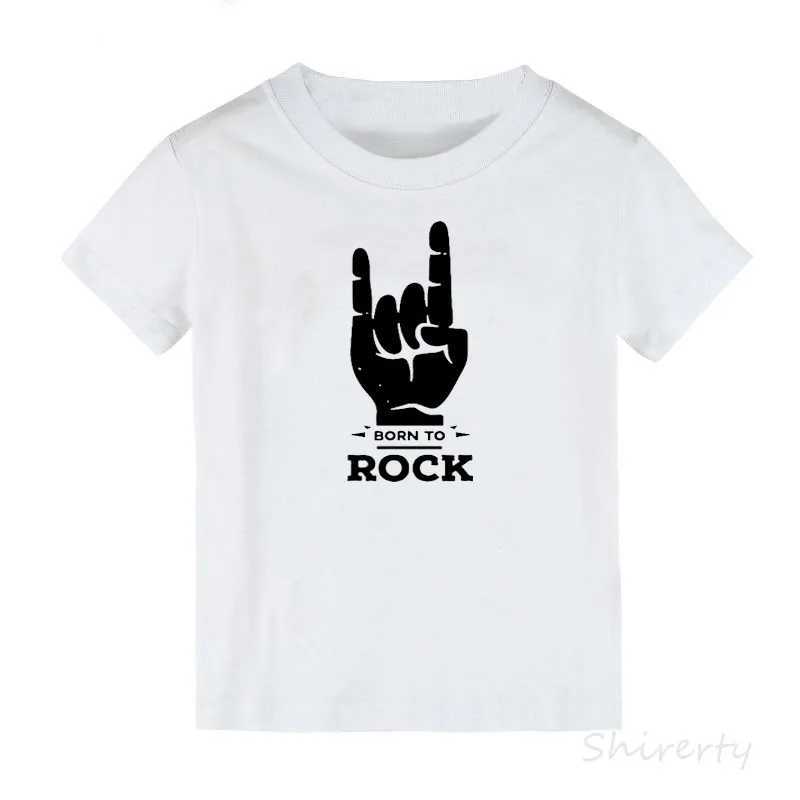 T-shirts födda till rock barn t-shirt pojkar flickor unisex baby kläder cool mode stil toppar barn sommar kort ärm grafisk tee skjorta 240410