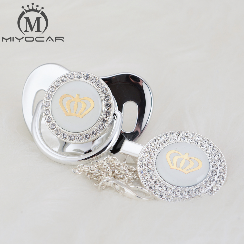 Miyocar i Silver Bling Gold Crown Bling Picchifier e Pacifier Clip BPA Bling fittizio gratis Design unico GCR2-1