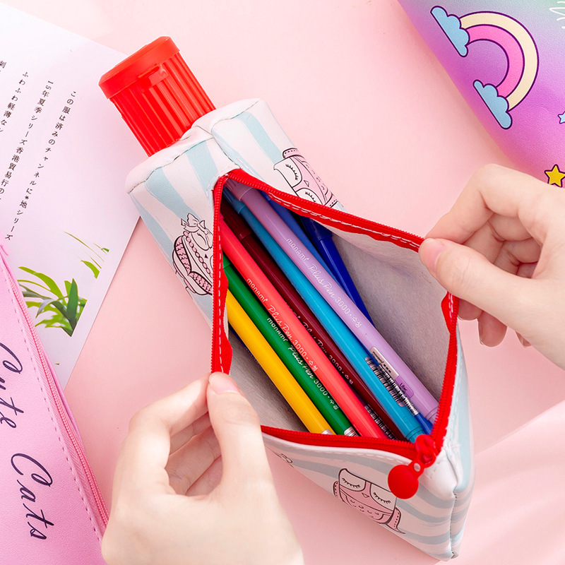 Toothpaste Pencil Case School Unicorn Cat PencilCases for Boy Girl Stationery Student Banana Zipper Pen Box Leather Pencil Bag