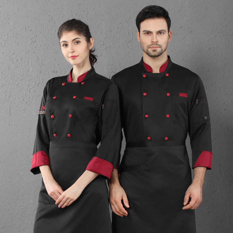 Kitchen Baking Catering Food Service Overalls Long Sleeve Breathable Double Breasted Kitchen Tooling Restaurant Worker Uniform