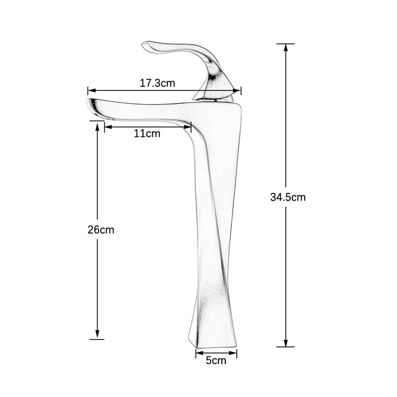 Gyllene badrum kranar hög typ varm kall mixer crane kran däck montering krom nickel färg modern konstisk form