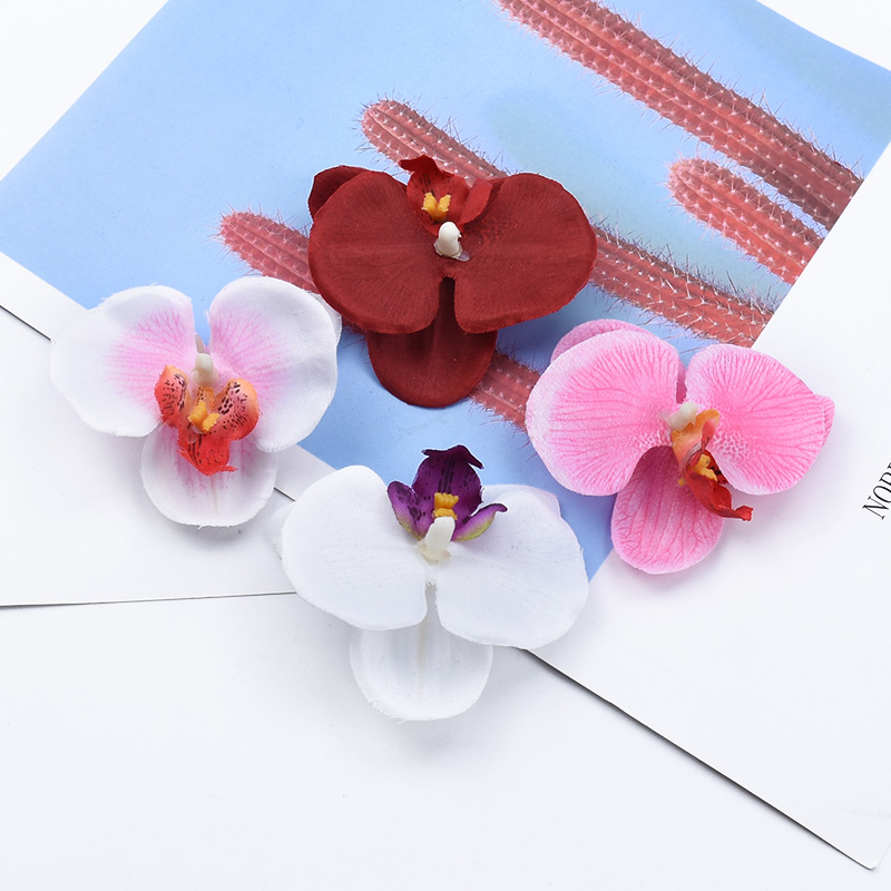 Butterfly Orchid Plastic Flower Wedding Decorative Diy Gifts Box Scrapbooking Home Decor Artificial Plants Cheap