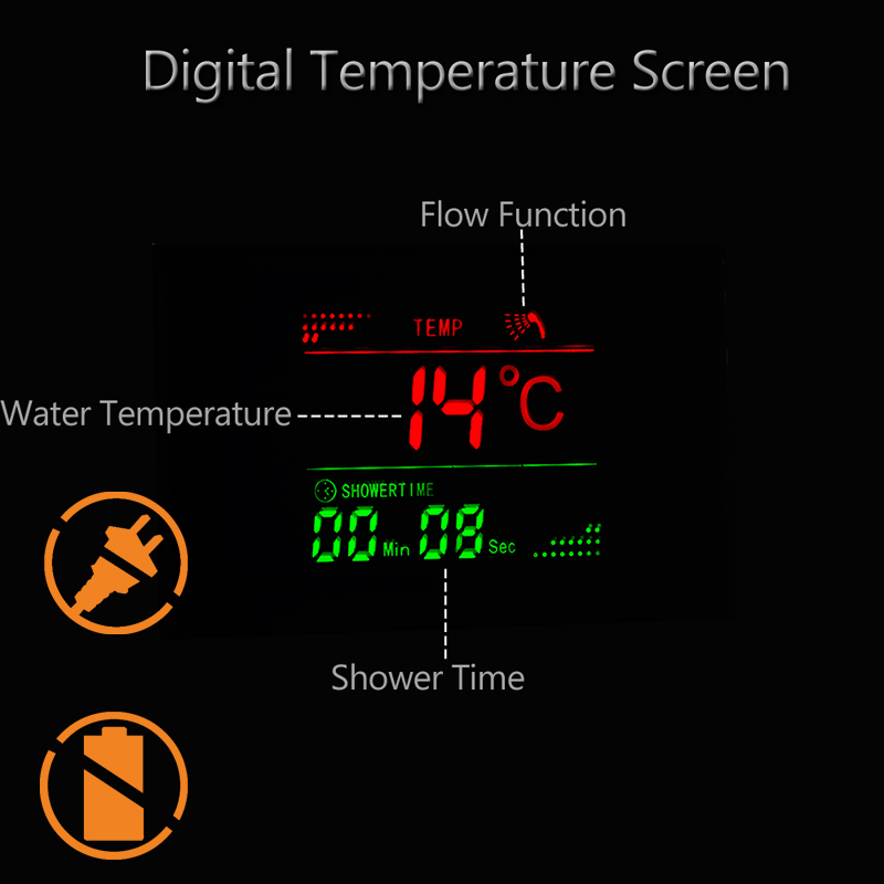 LED LICHT Douchedouchepaneel kraan Waterval regendouche hoofd spa massage jets douchekolom toren digitale watertemperatuur display