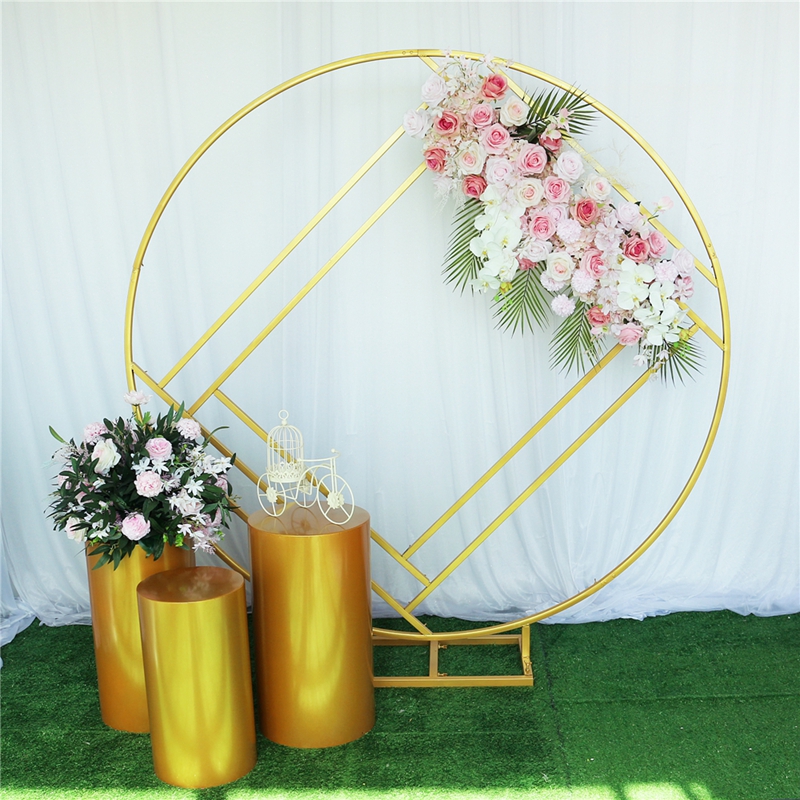 Wen-feiyu bruiloftsboog achtergrond, smeedijzer, creatieve ring, geometrisch frame, standscherm, podium achtergronddecoratie