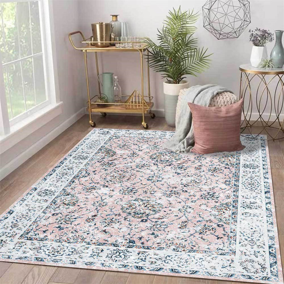 Europe Style vintage Livrage de tapis de fleur gris rose clair