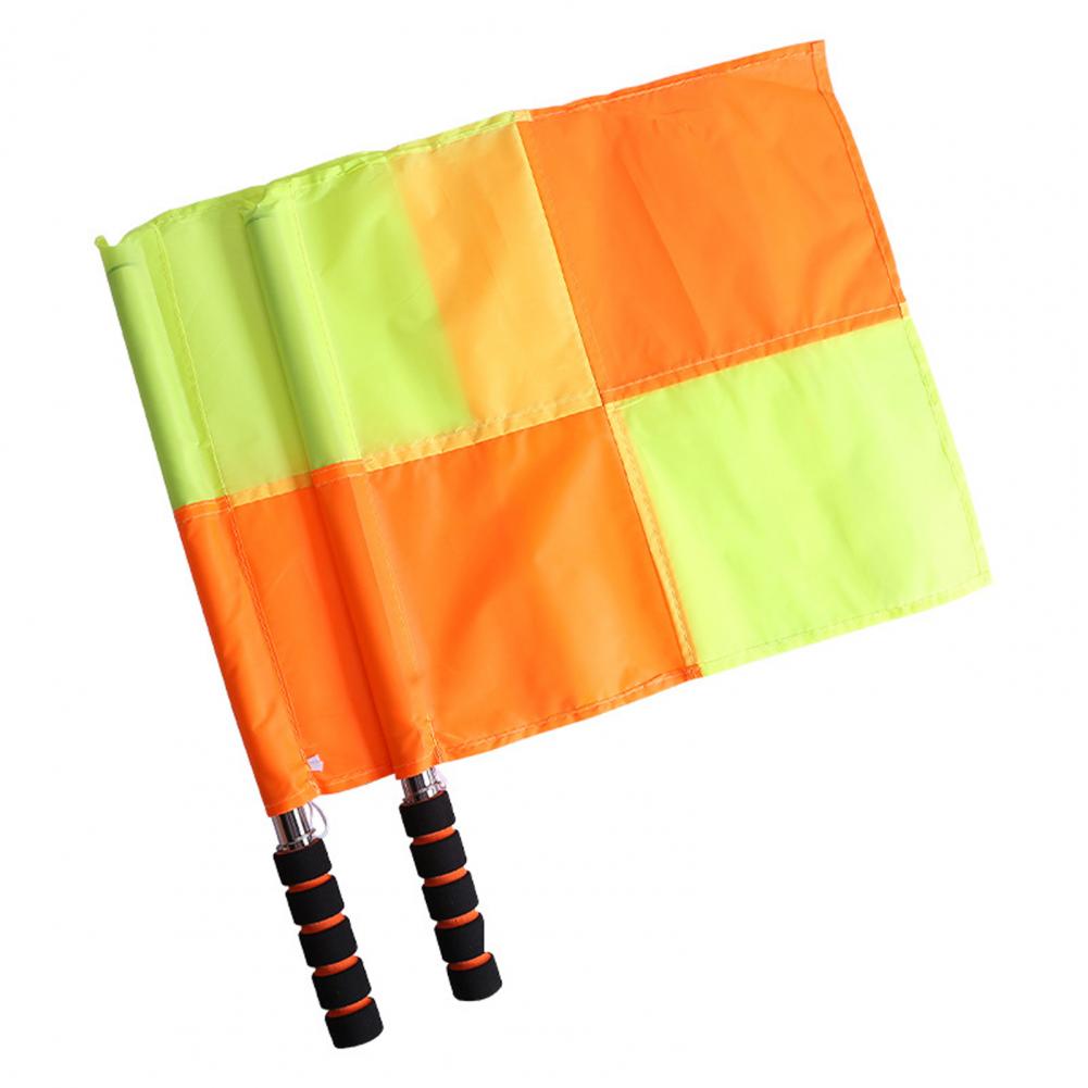 Football Referee Flag Useful Compact Durable Rustproof Handle Referee Linesman Flag for Football Training