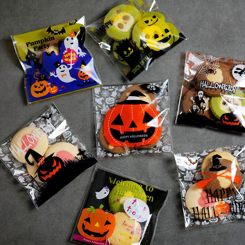 Halloween Cookie Packaging Bags 10CM*10CM Baking DIY Transparent Candy Gift Bag For Happy Halloween Theme Party Favors