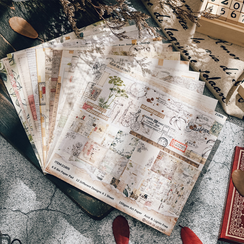 ビンテージ植物フラワーマテリアルアートペーパースクラップブッククリスマスギフト日記の写真アルバム装飾的な背景クラフトペーパー
