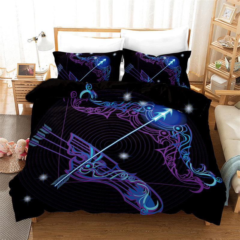 Ensemble de couverture de couette 3D ARIES Douze constellations Ensemble de literie pour les adolescents pour enfants Dorme Microfibre Exotique Résumé Couverture de courtepointe d'art