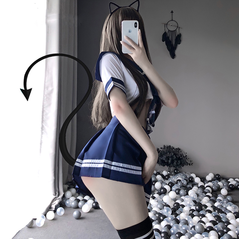 Studentuniform med miniskirt cheerleader outfit skolflicka japanska plus storlek kostymer kvinnor sexiga cosplay underkläder nya