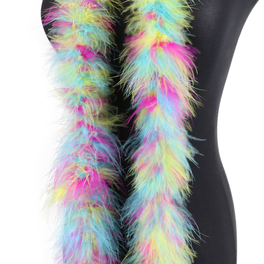 Novo Feather multicolor Boas fofos macio marabou lenço de penas de 2 metros de carnaval de roupas de costura decoração de decoração de decoração para artesanato