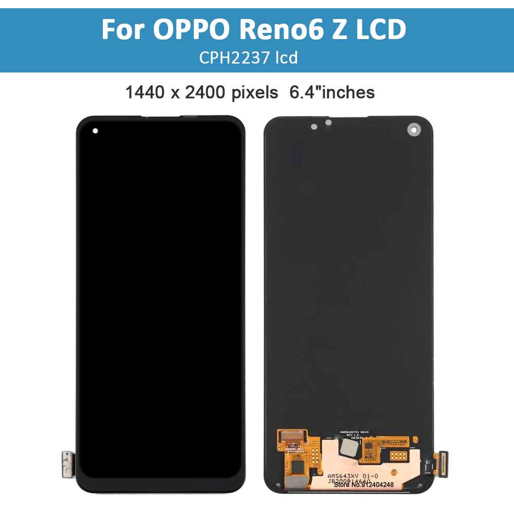 Original para o Oppo Reno6 Z LCD com quadro Reno 6Z Screen CPH2237 Touch Painel Sensor Digitalizer Assembly Reno6Z Substituição